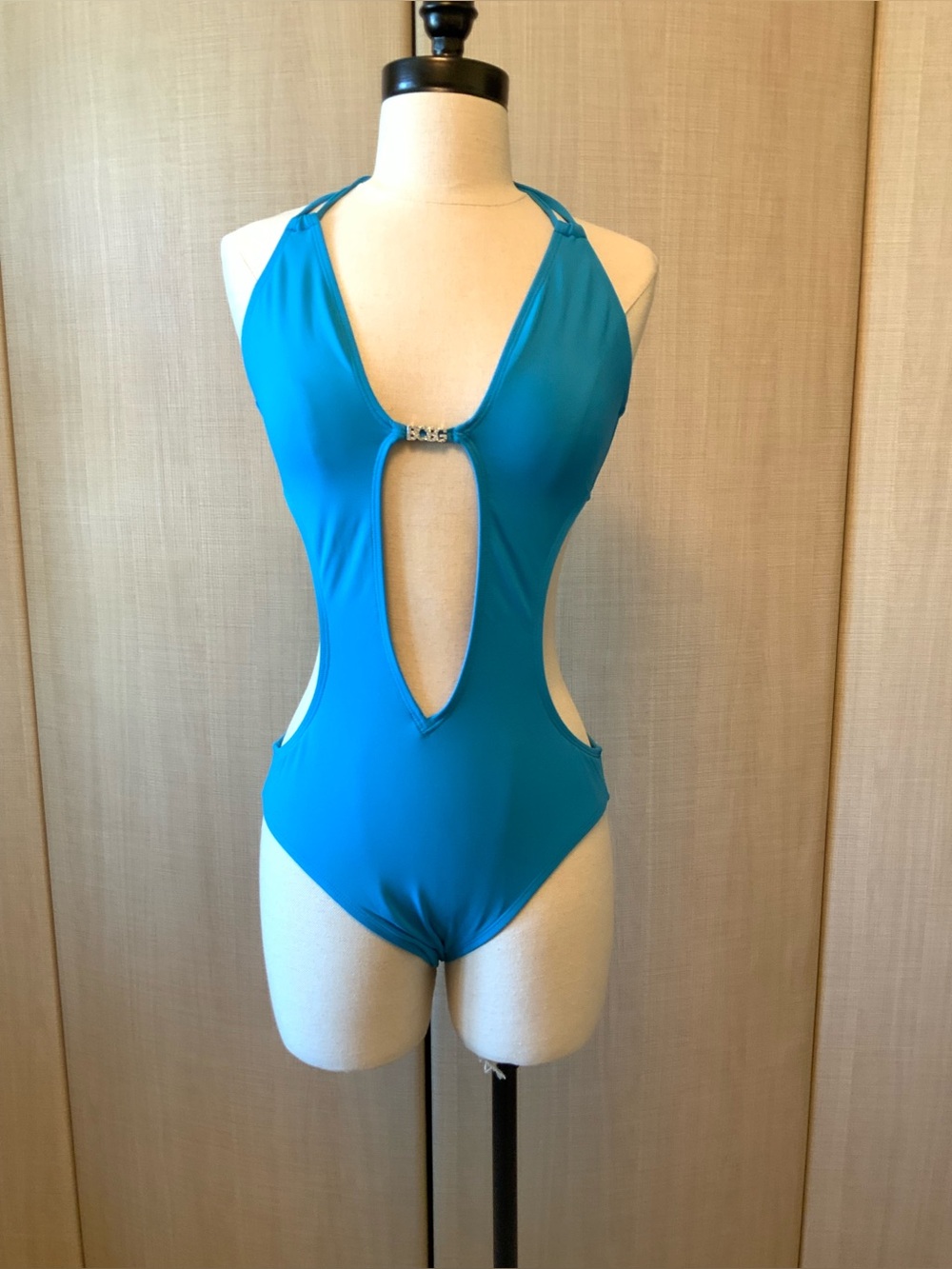 Women's BCBG blue one piece swimsuit size large with free bonus